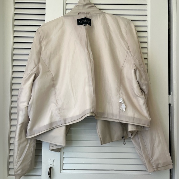 Eloquii Plus Size Faux Leather Moto Jacket Cropped in Bone Sz 18/20 - Picture 10 of 13